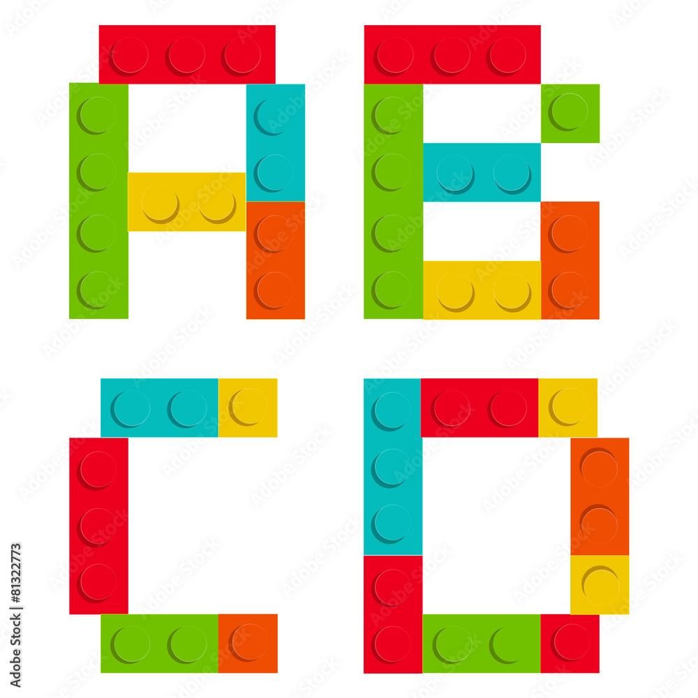 Alphabet set made of toy construction blocks isolated iso Alphabet set made of toy construction blocks isolated iso