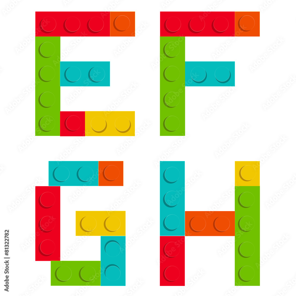 Alphabet set made of toy construction blocks isolated iso Alphabet set made of toy construction blocks isolated iso