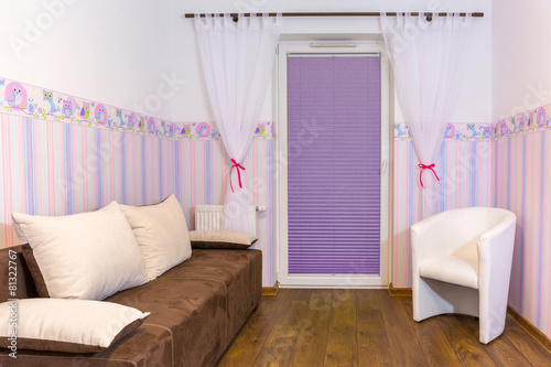 Bright baby room with pastel colors wallpaper