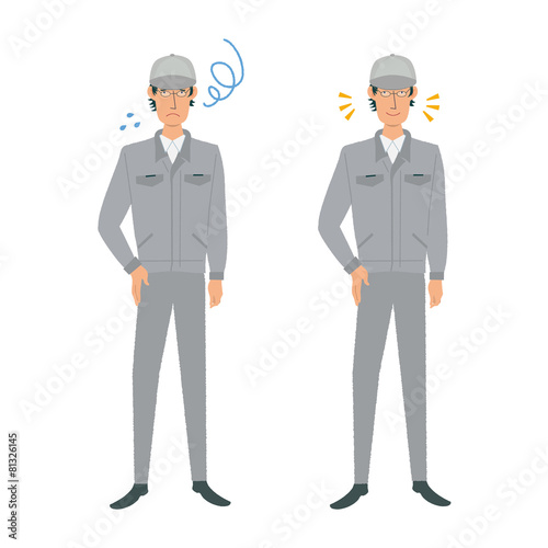 男性　作業着　作業員　イラスト