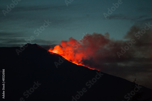 Mount Etna Eruption and lava flow photo