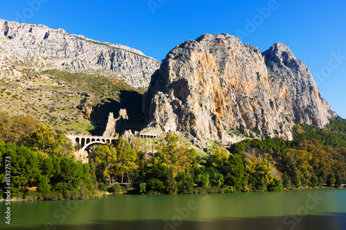 Mountains landscape with bridge. Andalusia