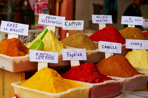 Fototapeta Naklejka Na Ścianę i Meble -  Selection of spices on a Moroccan market