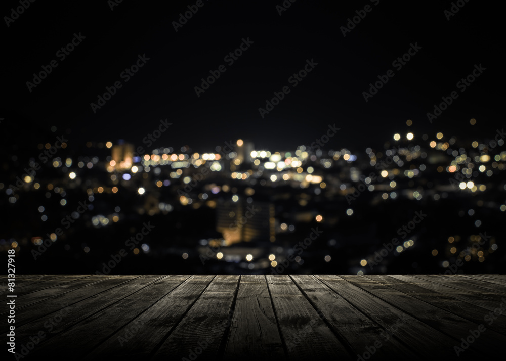 Wooden plank above phuket town at night Wooden plank above phuket town at night