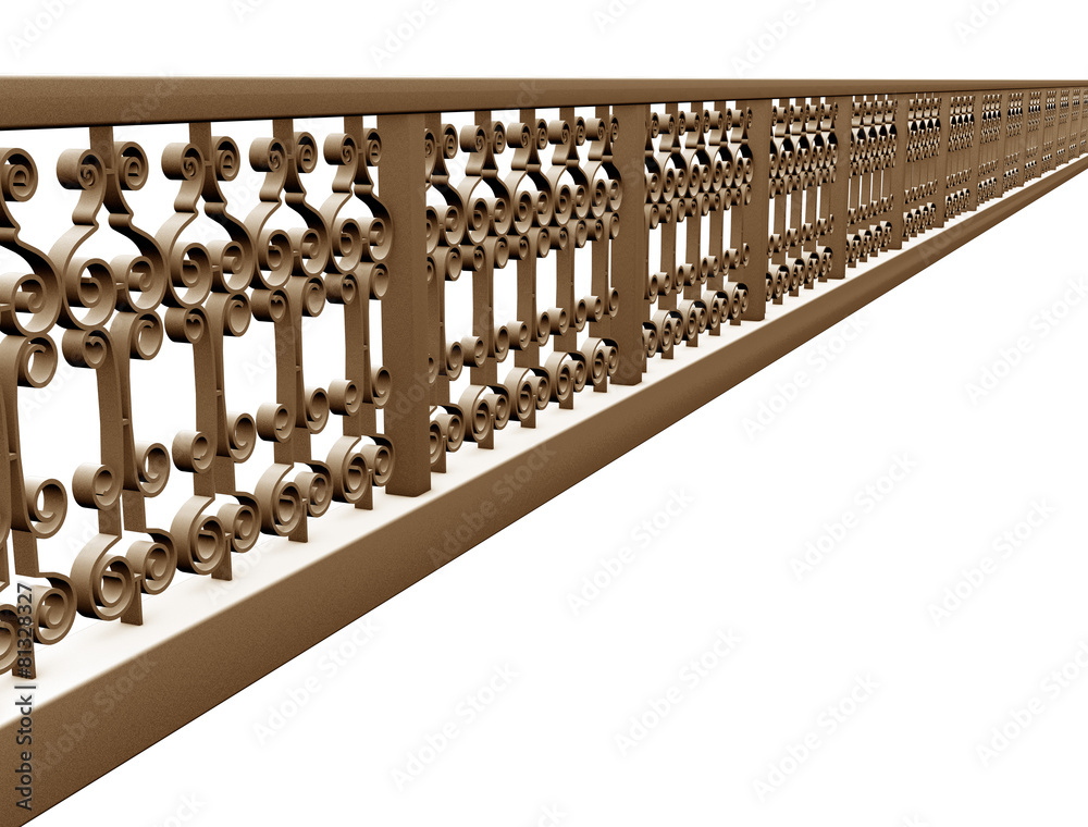 image forged fence with pillars and railings, isolated image forged fence with pillars and railings, isolated