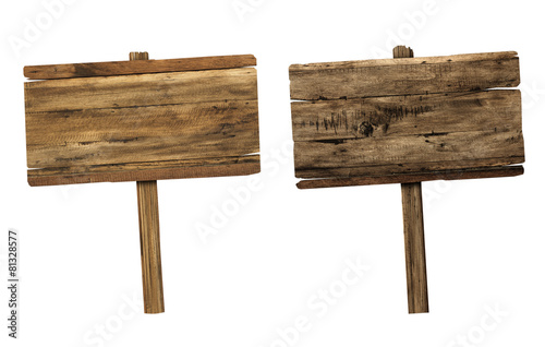 Wooden sign isolated on white. Wood old planks sign.
