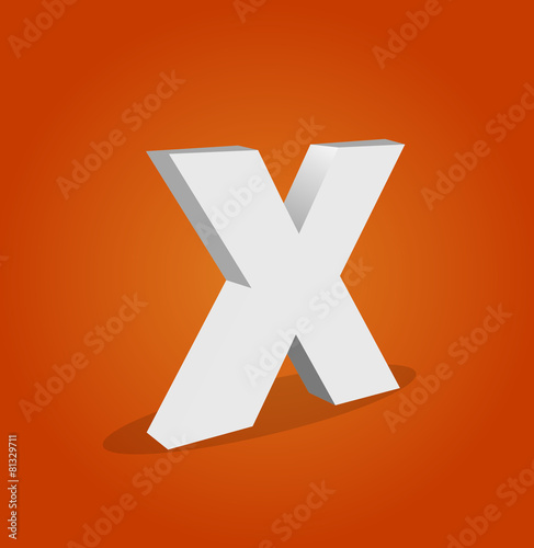 3d Vector Alphabet X Text