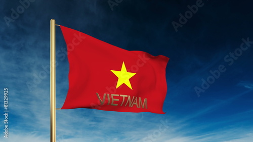 Vietnam flag slider style with title. Waving in the wind with