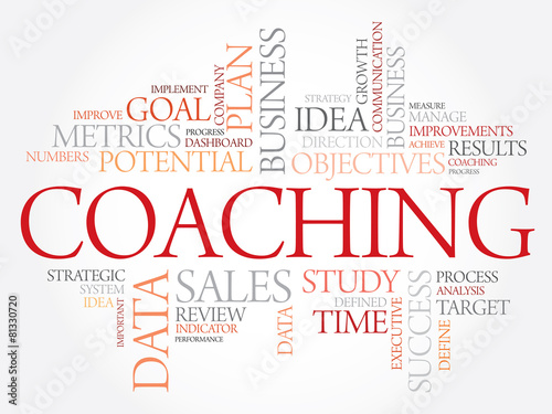 Coaching word cloud, business concept
