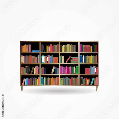 Bookcase with Books Icon Vector Illustration