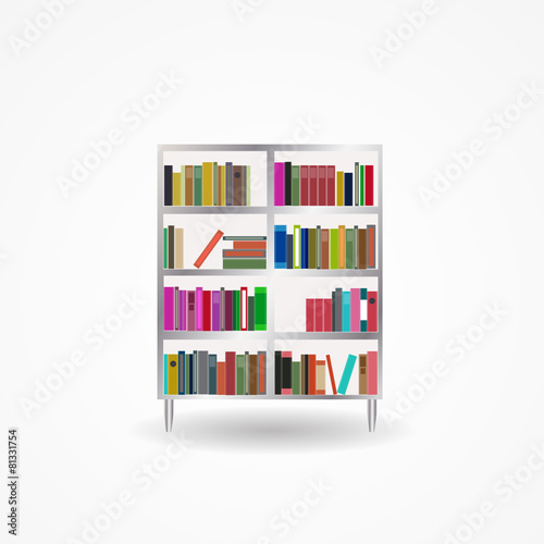 Bookcase with Books Icon Vector Illustration
