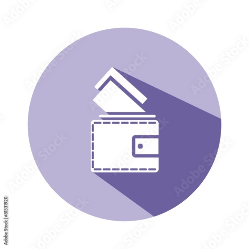 Icono billetera morado botón sombra
