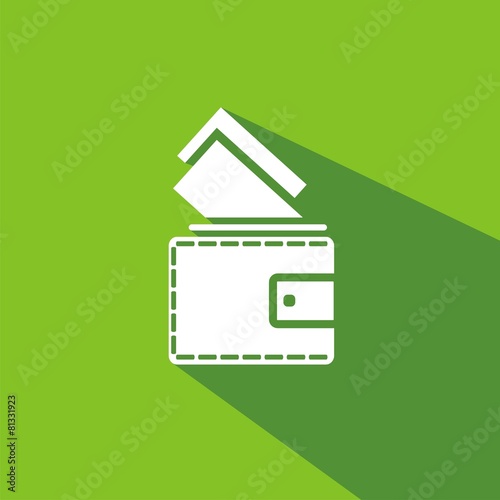 Icono billetera verde sombra