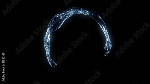 Water forming a circle on black (alpha matte, full hd, cg)