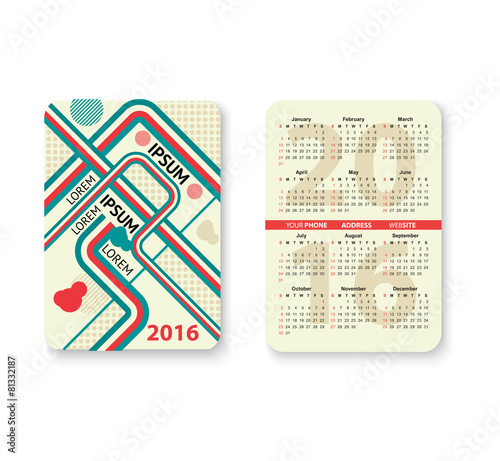 Set of pocket calendar