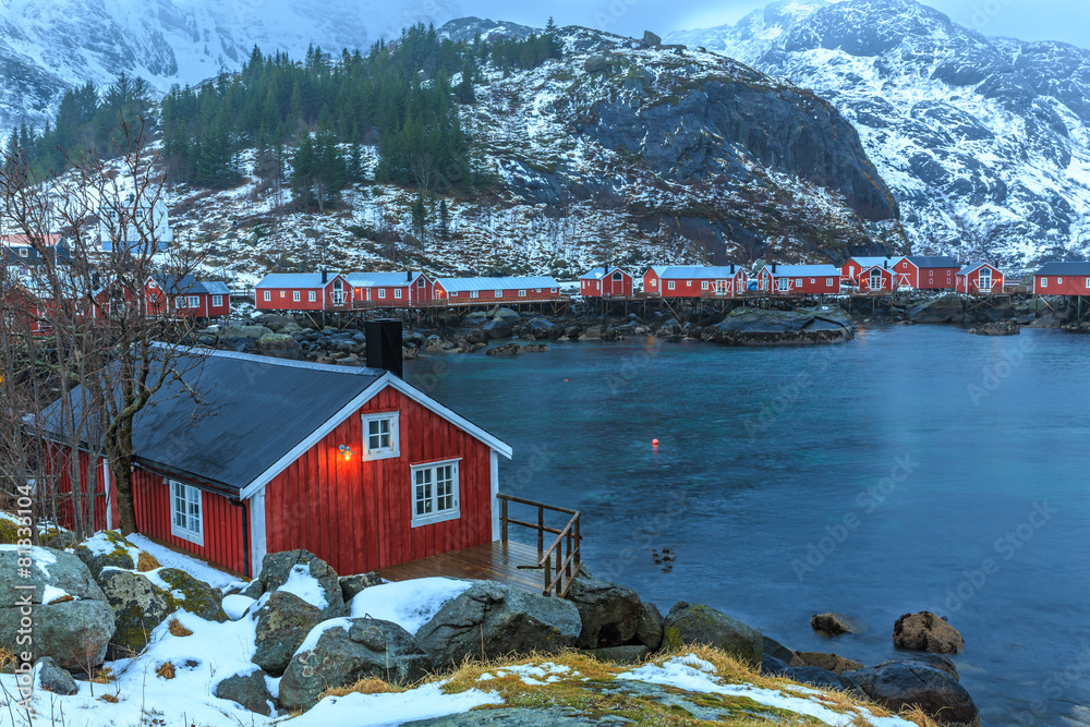 Nusfjord the oldest fishing village in Lofoten, Norway