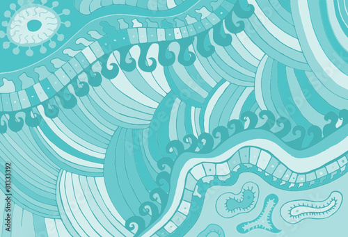 abstract hand-drawn blue waves pattern Vector illustration