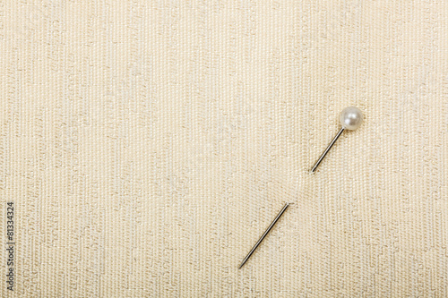 Pin inserted in fabric