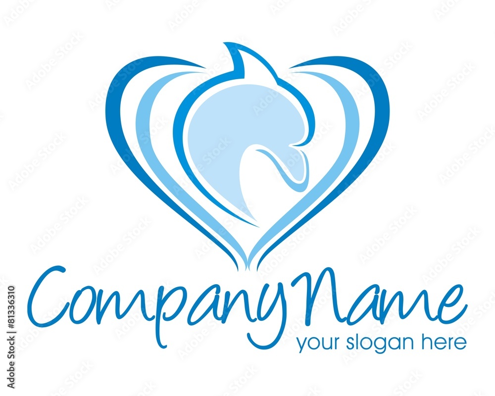 dolphins fish silhouette heart love logo image vector dolphins fish silhouette heart love logo image vector