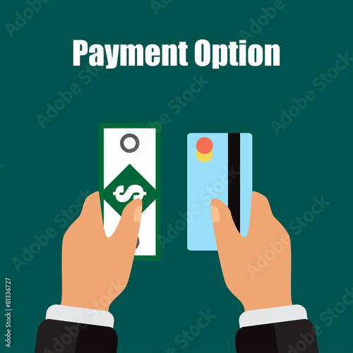 payment option by credit card or money vector illustration