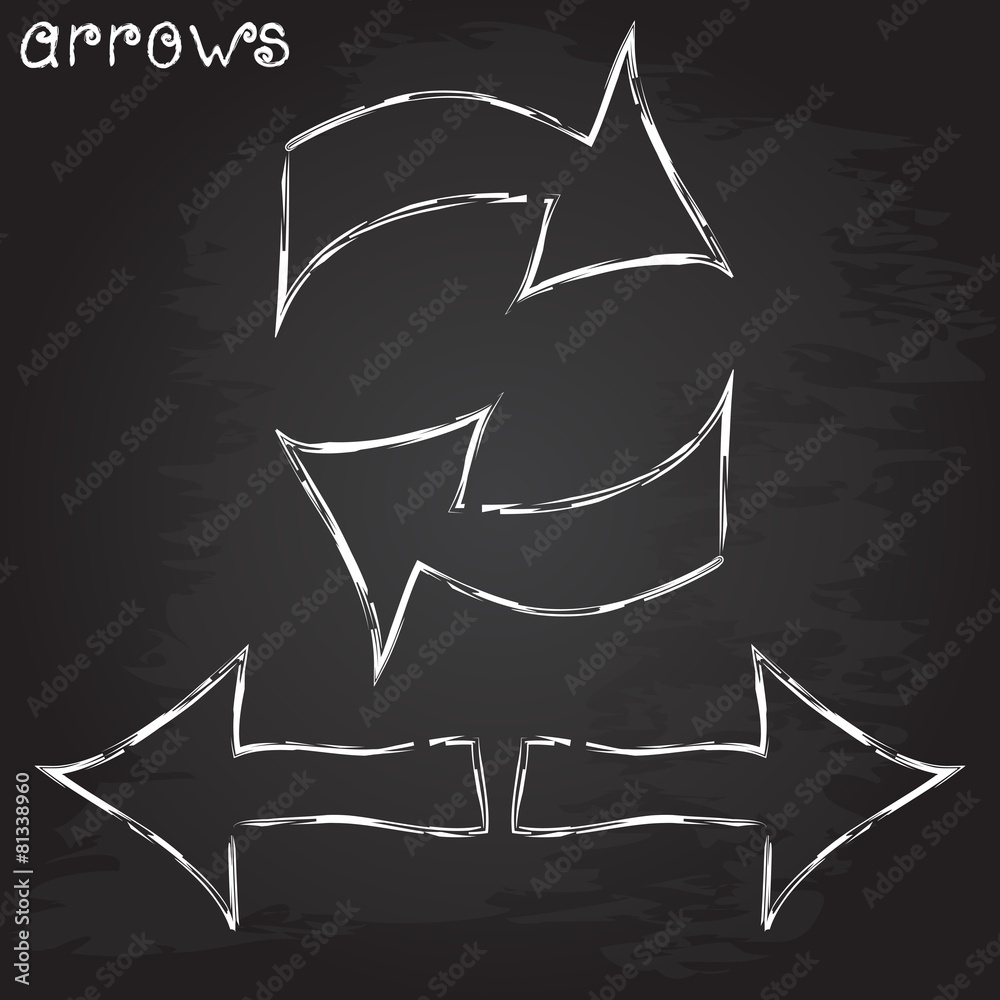 Arrow signs on black background. Chalk design