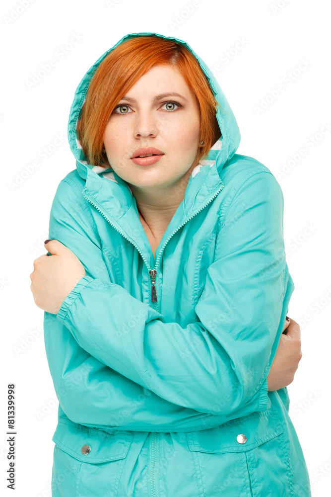 portrait of a girl in a jacket with a trembling from the cold portrait of a girl in a jacket with a trembling from the cold