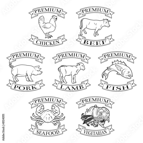 Premium meat and food types badges
