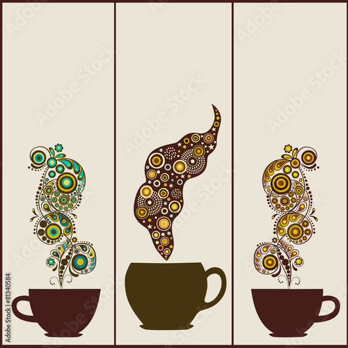 Set of banners with cups