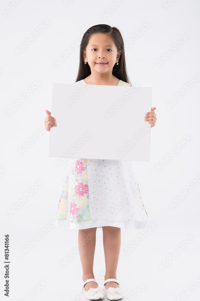 Girl with blank placard Girl with blank placard