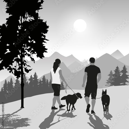 Couple with dogs