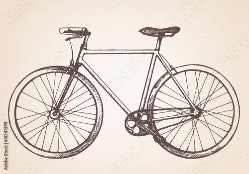 Hand drawn vintage bicycle. Vector