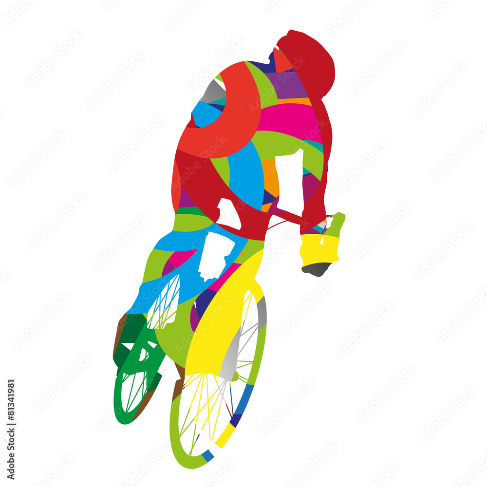 Fototapeta premium Abstract colorful cyclist