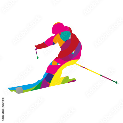 Abstract colorful downhill skier