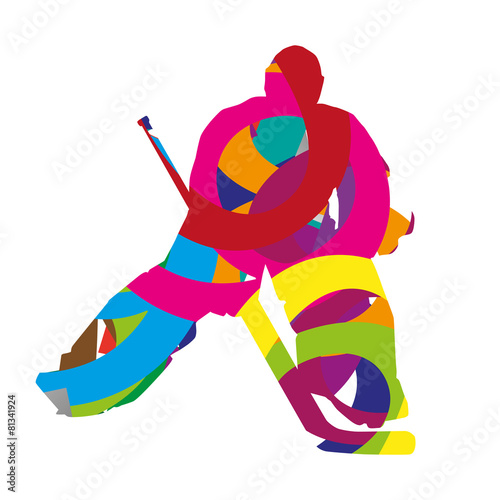 Abstract colorful ice hockey goalie photo