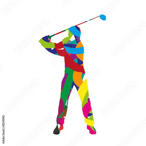 Abstract colorfull golf player