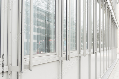 glass wall of office building