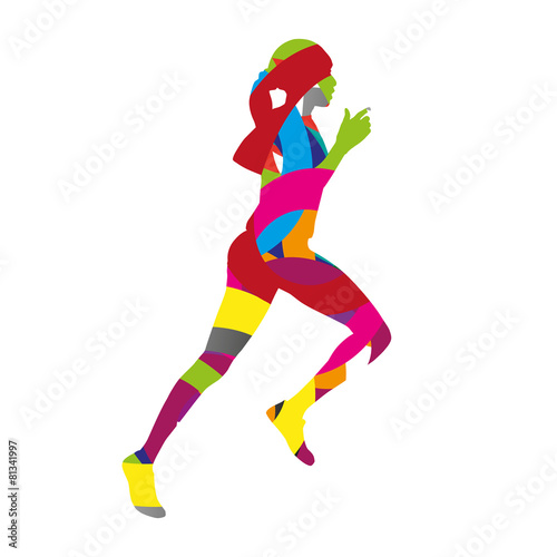 Abstract colorful running woman