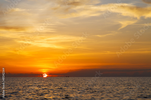 sunrise boat  and sea in thailand kho tao  south china sea © lkpro