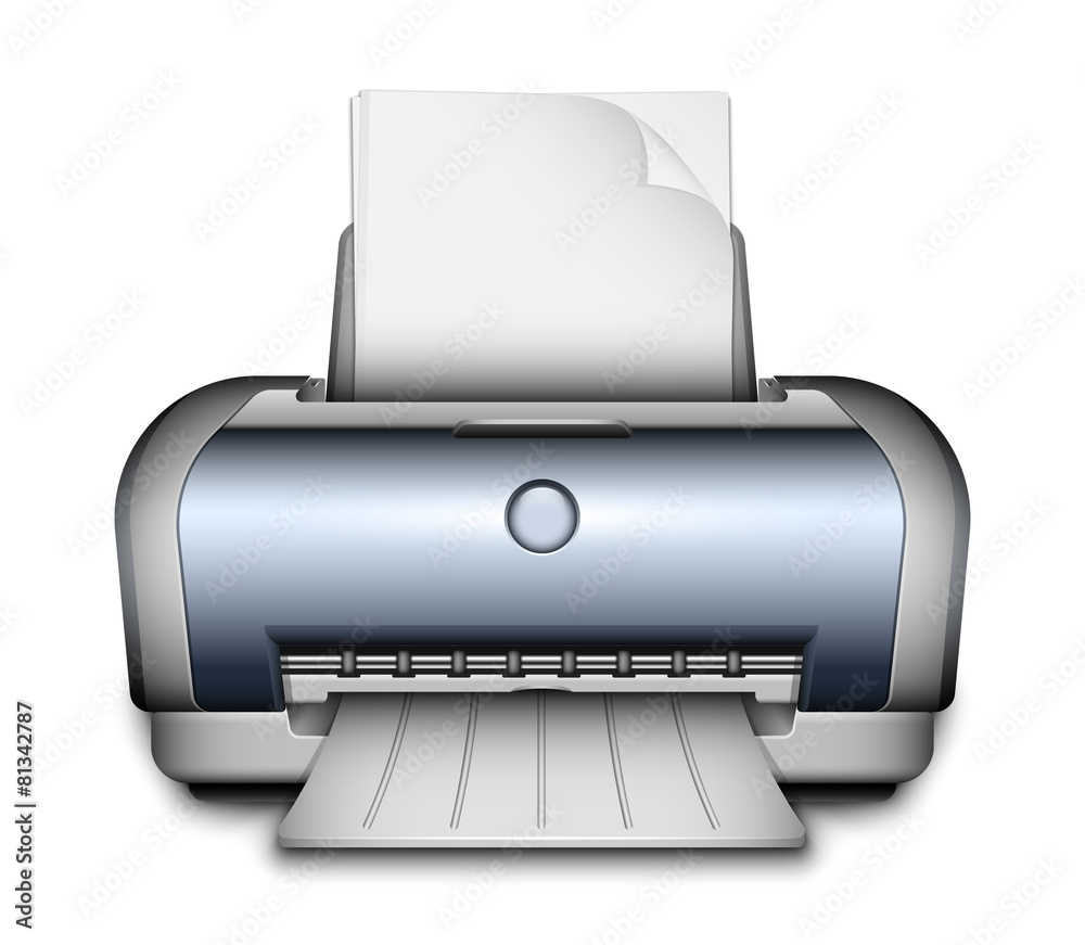 Printer icon with a paper sheets. Vector Illustration Printer icon with a paper sheets. Vector Illustration
