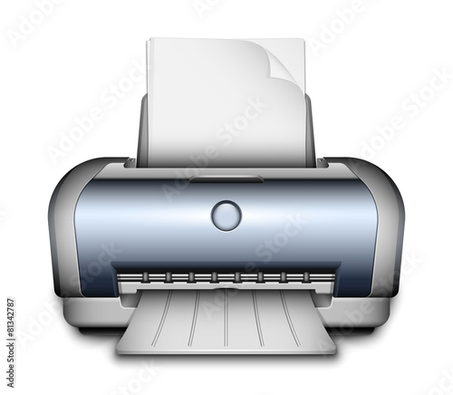 Printer icon with a paper sheets. Vector Illustration