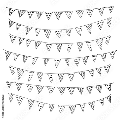Hand drawn pen and ink style illustration of bunting