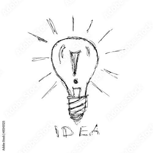 Hand drawn pen and ink style illustration of a light bulb