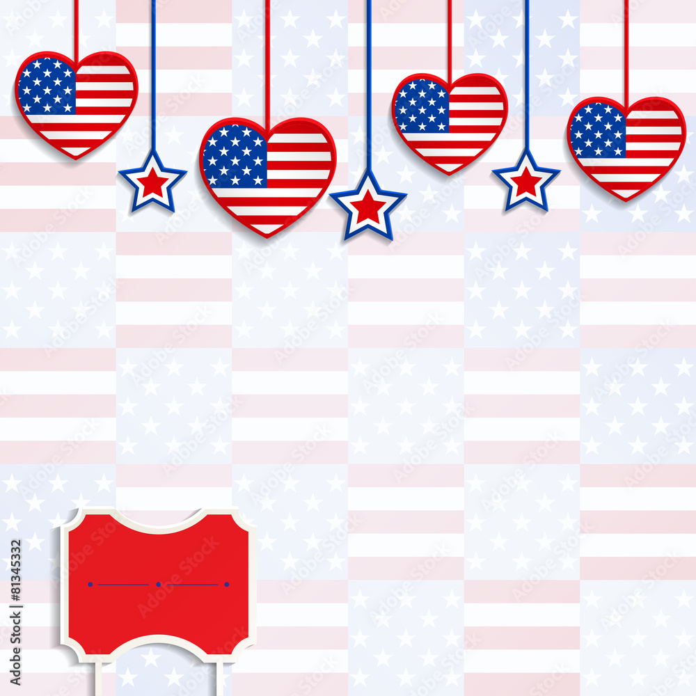 Obraz premium American background with hanging hearts and stars