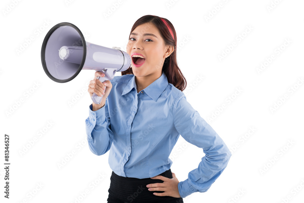 Business lady with megaphone Business lady with megaphone