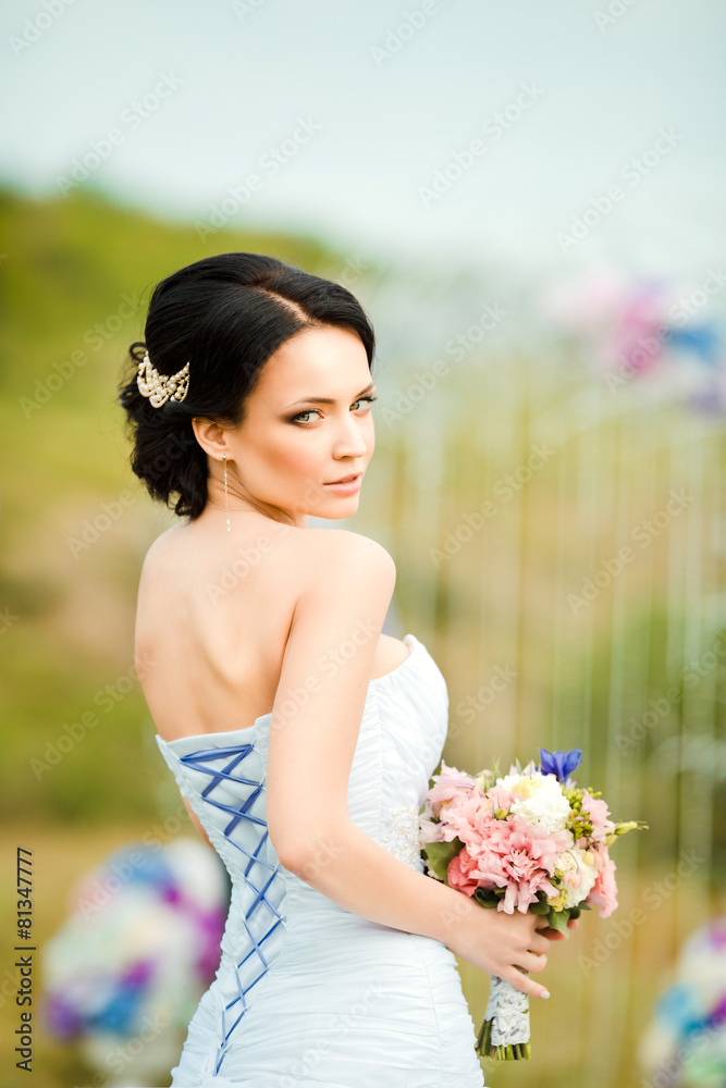 Beautiful bride with wedding bouquet Beautiful bride with wedding bouquet