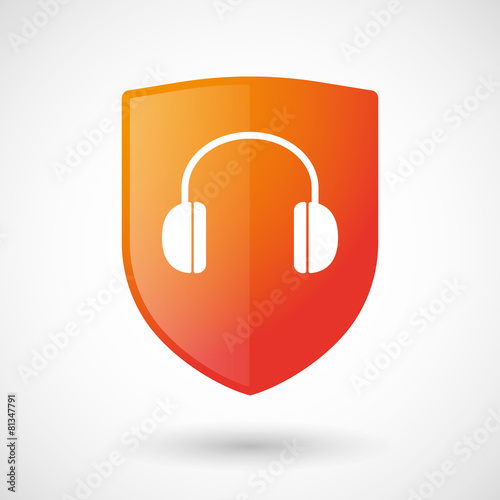 Shield icon with a earphones