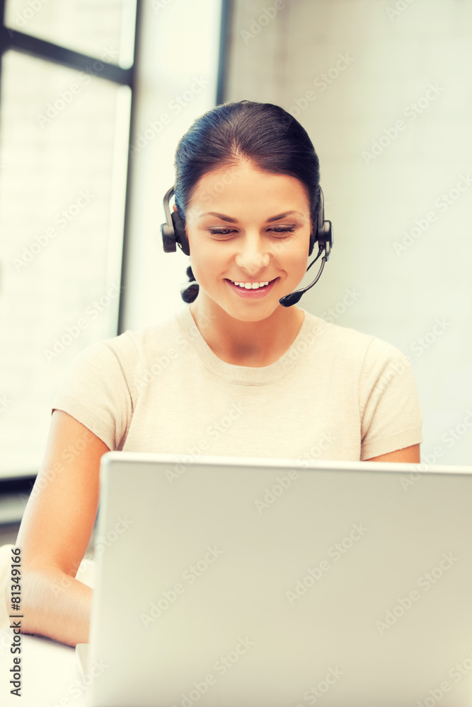helpline operator with laptop computer helpline operator with laptop computer