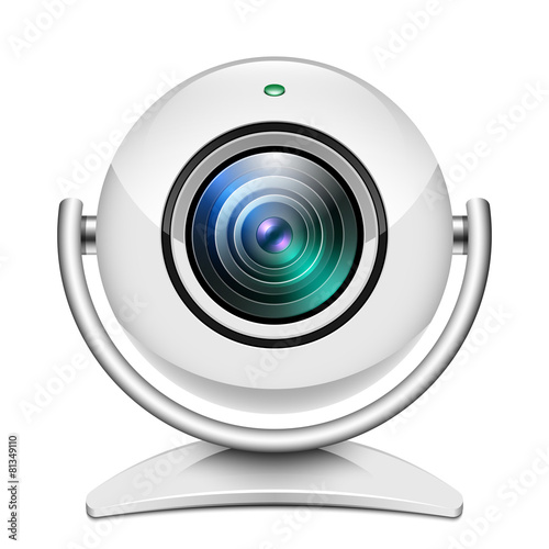 Realistic web camera icon on white background