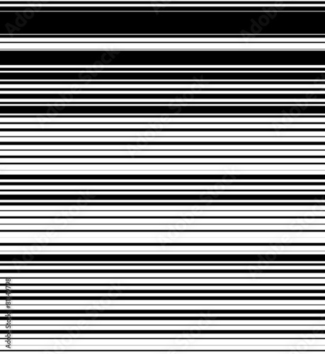 Straight, horizontal lines pattern with random thickness. Black