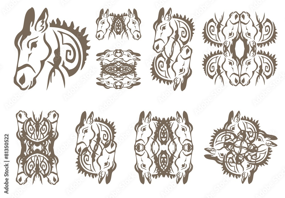 Obraz premium Donkey symbols in tribal style